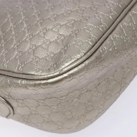 GUCCI Micro GG Canvas Guccissima Shoulder Bag Leather Silver 309538 Auth 135358 - Picture 5 of 16